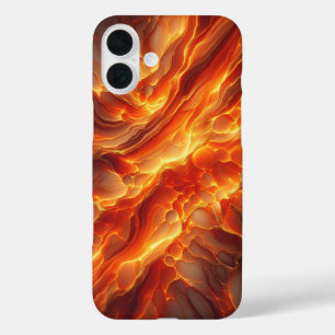 Luxus-Feuer-Molten-Lava-Handyhülle Glühend Orange iPhone 16 Plus Hülle