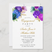 Luxus Fiesta Peacock Glitzer Engagement Party Einladung (Vorderseite)