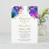 Luxus Fiesta Peacock Glitzer Engagement Party Einladung (Stehend Vorderseite)