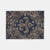 Luxus-Fleur-de-lis-Ornament - Gold und dunkelblau Fleecedecke (Vorderseite (Horizontal))