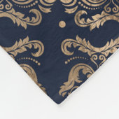 Luxus-Fleur-de-lis-Ornament - Gold und dunkelblau Fleecedecke (Ecke)