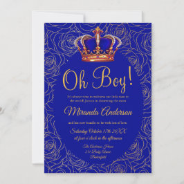 Luxus Floral Gold Royal Blue Baby Dusche Einladung