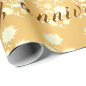Luxus Floral Happy Gold 50h Jubiläum Geschenkpapier (Rolleneckpunkt)