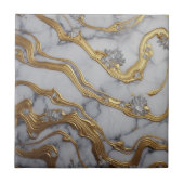 Luxus Flüssig-Gold & Weiß Marmor Design Fliese (Vorderseite)