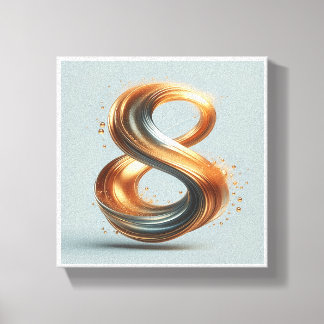 Luxus Flüssiggold Nummer 8 Kunst - 3D Metallische Leinwanddruck