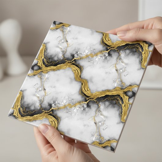Luxus Flüssiggold Weiße Marmor Eleganz Fliese