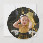 Luxus Foto Black and Gold Disco Geburtstag Einladung (Rückseite)