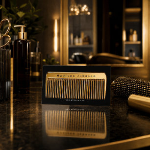 Luxus-Friseur   Goldener Kamm  Visitenkarte
