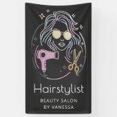 Luxus-Friseur-Schönheitssalon Modern Schwarz Banner (Vertikal)
