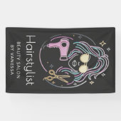 Luxus-Friseur-Schönheitssalon Modern Schwarz Banner (Horizontal)