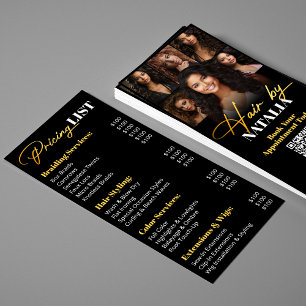 Luxus-Frisörsalon Black Gold Preisliste der Dienst Menükarte