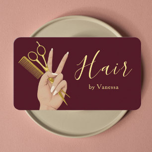 Luxus-Frisörsalon Friseur Friseuse Burgund Visitenkarte