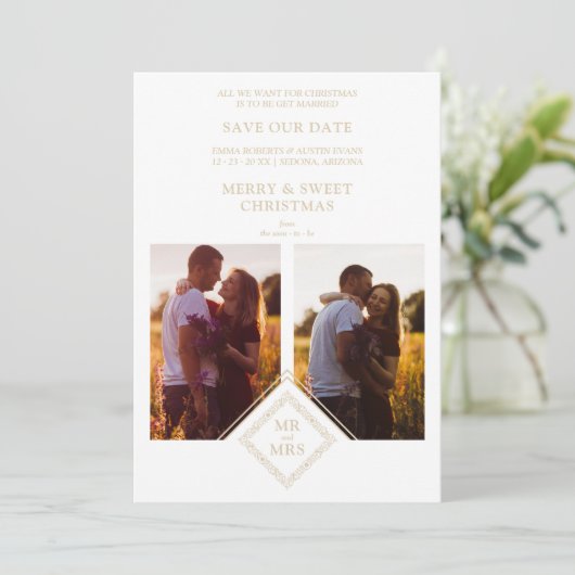 Luxus Frohe Weihnachten 2 Fotos Collage (Stehend Vorderseite)