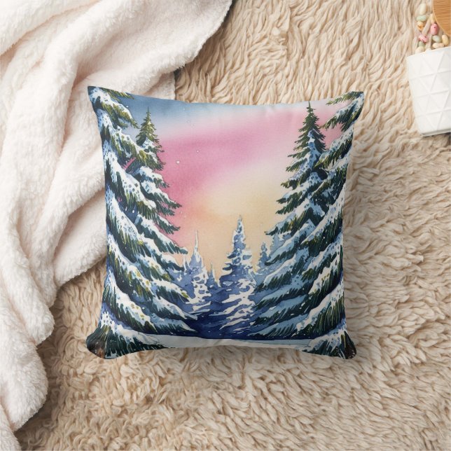 Luxus Frohe Weihnachtskiefern Rainbow Holiday Kissen (Decke)