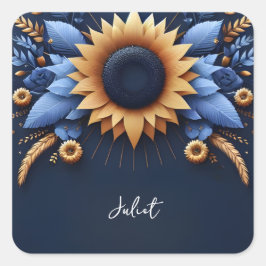 Luxus Fuchsia Crown Royal Blue Brautparty Quadratischer Aufkleber