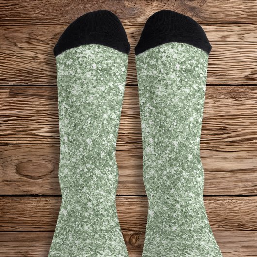 Luxus Funkelnd Sage Green Glitzer Socken