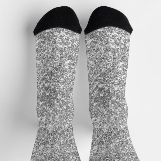 Luxus Funkelnd Silver Gray Glitzer Socken (Oben)