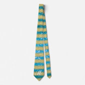 Luxus für Ihren Monogram Gold Glitzer Blue Modern Krawatte (Vorderseite)