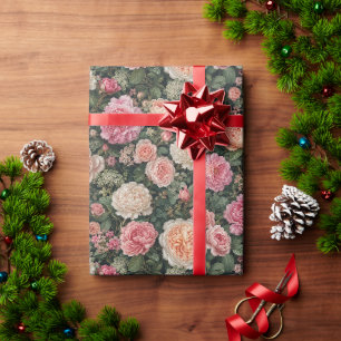 Luxus-Gartenrose- und Pfingstrosen-Kunst Geschenkpapier
