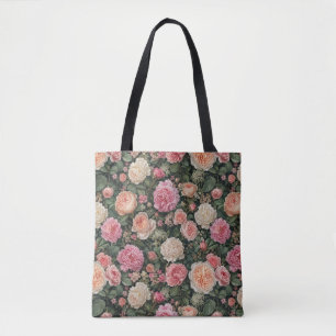 Luxus-Gartenrose- und Pfingstrosen-Kunst Tasche