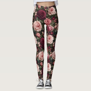 Luxus-Gartenrosen-Blumenkunst Leggings