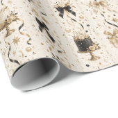 Luxus-Geburtstagsgeschenkverpackung | Schwarze & g Geschenkpapier (Rolleneckpunkt)