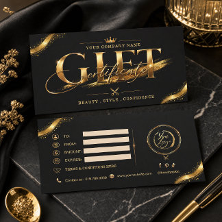Luxus-Geschenkgutschein-Set in Schwarz und Gold |
