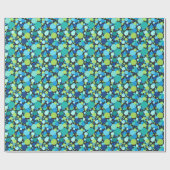 Luxus-Geschenkpapier: Blaues Mondmuster auf schwar Geschenkpapier (Flach)