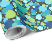 Luxus-Geschenkpapier: Blaues Mondmuster auf schwar Geschenkpapier (Rolleneckpunkt)