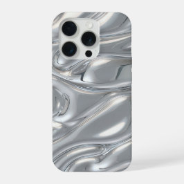 Luxus-Geschmolzenes Silber Flüssig-Chrom 3D Metall iPhone 15 Pro Hülle