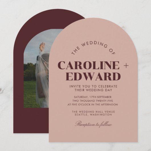 Luxus gestreift Arched Wedding Einladung (Vorne/Hinten)