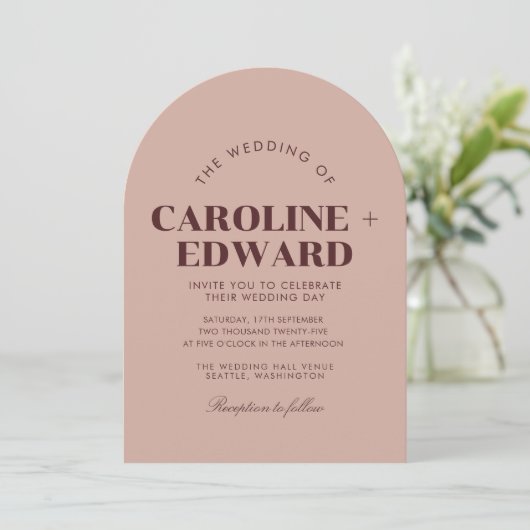 Luxus gestreift Arched Wedding Einladung (Stehend Vorderseite)