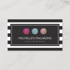 Luxus gestreiftes französisches Macaron-Trio-Logo  Visitenkarte