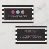 Luxus gestreiftes französisches Macaron-Trio-Logo  Visitenkarte (Vorne/Hinten)
