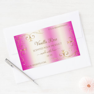 Luxus Girly Pink Gold Verziert Border Product Labe Rechteckiger Aufkleber