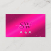 Luxus Girly Pink Sparkle Stars Diamonds Monogram Visitenkarte (Vorderseite)