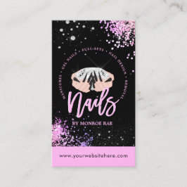 Luxus Glam Pink & Black Nail Salon Nail Stylist  Visitenkarte
