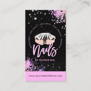 Luxus Glam Pink & Black Nail Salon Nail Stylist Visitenkarte