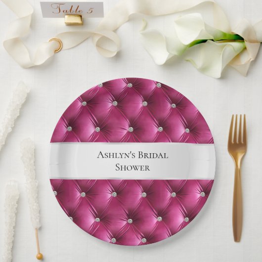 Luxus Glam Pink Imitate Velvet Pappteller (Hochzeit)