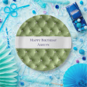 Luxus Glam Sage Green Imitats Velvet Pappteller (Party)