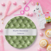 Luxus Glam Sage Green Imitats Velvet Pappteller (Party)