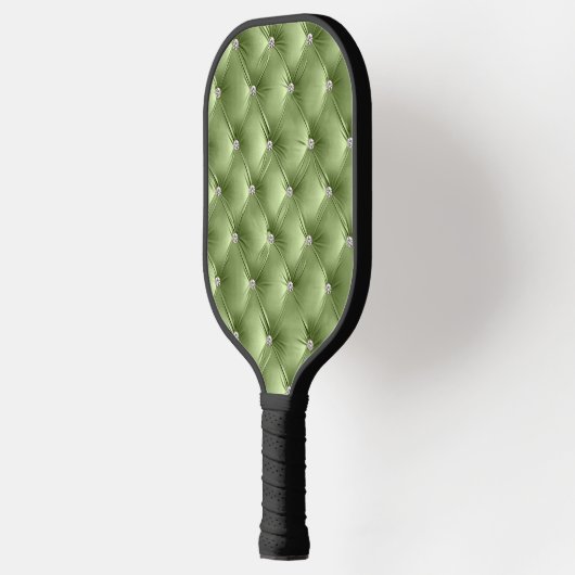 Luxus Glam Sage Green Imitats Velvet Pickleball Schläger (Links)