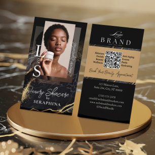 Luxus-Glam-Skincare-Esthetikerin-Schwarz-Gold-Acha Visitenkarte