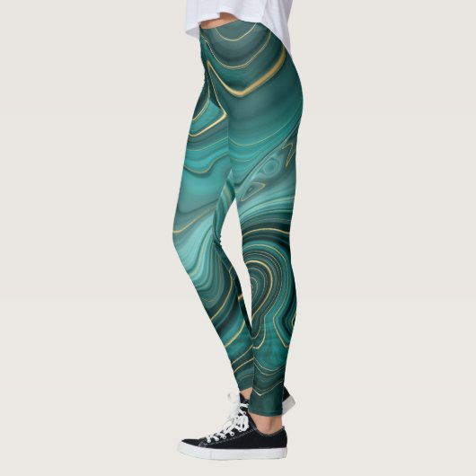 Luxus Glam Türkise Abstraktes Muster Leggings (Links)