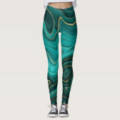 Luxus Glam Türkise Abstraktes Muster Leggings (Vorderseite)