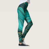 Luxus Glam Türkise Abstraktes Muster Leggings (Rechts)