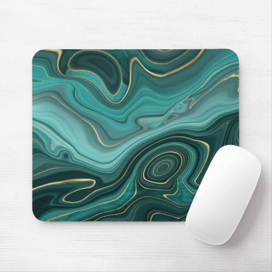 Luxus Glam Türkise Abstraktes Muster Mousepad (Mit Mouse)