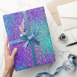Luxus-Glamour-Girl Lila Türkis Schimmer Glitter  Geschenkpapier