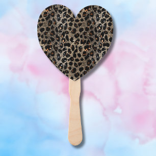 Luxus Glitter Braun Schwarz Gold Leopard Muster Fächer