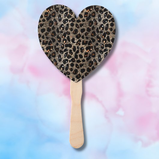 Luxus Glitter Braun Schwarz Gold Leopard Muster Fächer
